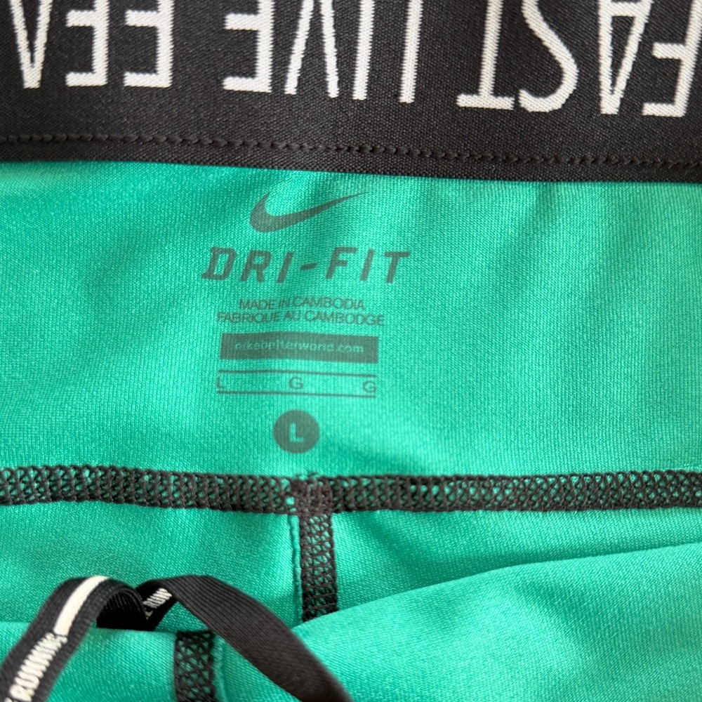 Nike Leggings Dri-Fit green black capri size L - Picture 2 of 13